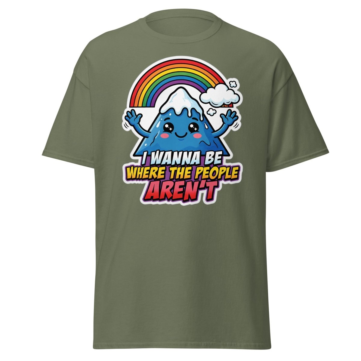 I Wanna Be Where The People Aren't T-Shirt – Introvert Mountain Tee - Military Green - TeeRipple
