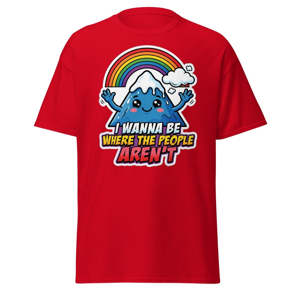 I Wanna Be Where The People Aren't T-Shirt – Introvert Mountain Tee - Red - TeeRipple