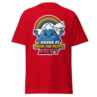 I Wanna Be Where The People Aren't T-Shirt – Introvert Mountain Tee - Red - TeeRipple