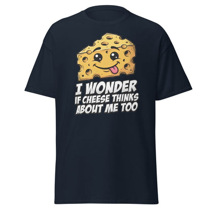 I Wonder If Cheese Thinks About Me Too - Navy - TeeRipple