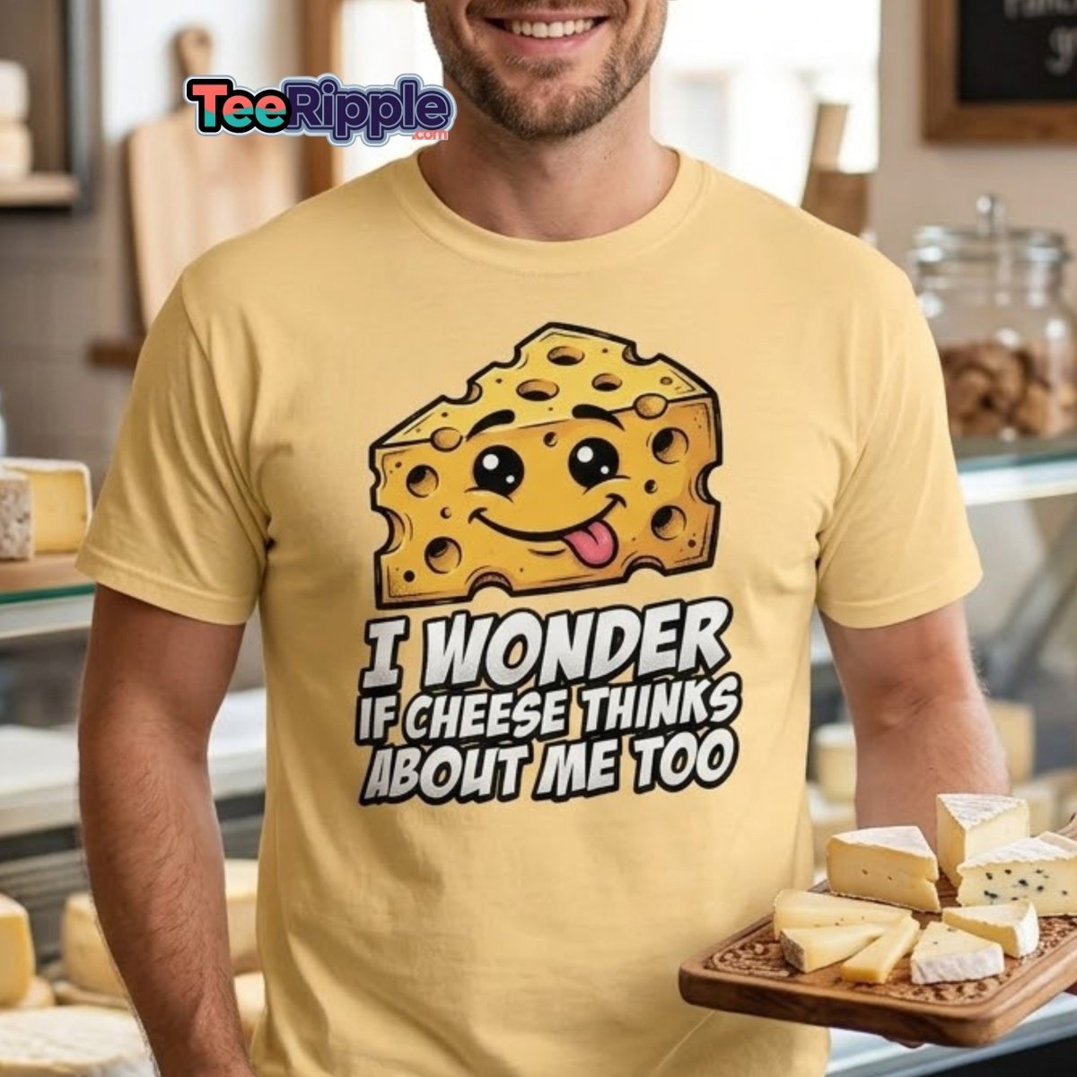 I Wonder If Cheese Thinks About Me Too - Maroon - TeeRipple
