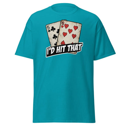 I'd Hit That 5-6 Cards Funny T-Shirt – Adult Humor Tee - Tropical Blue - TeeRipple