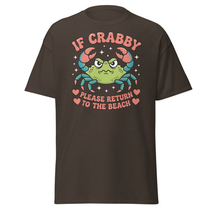 If Crabby Please Return to the Beach Funny Crab Tee - Dark Chocolate - TeeRipple