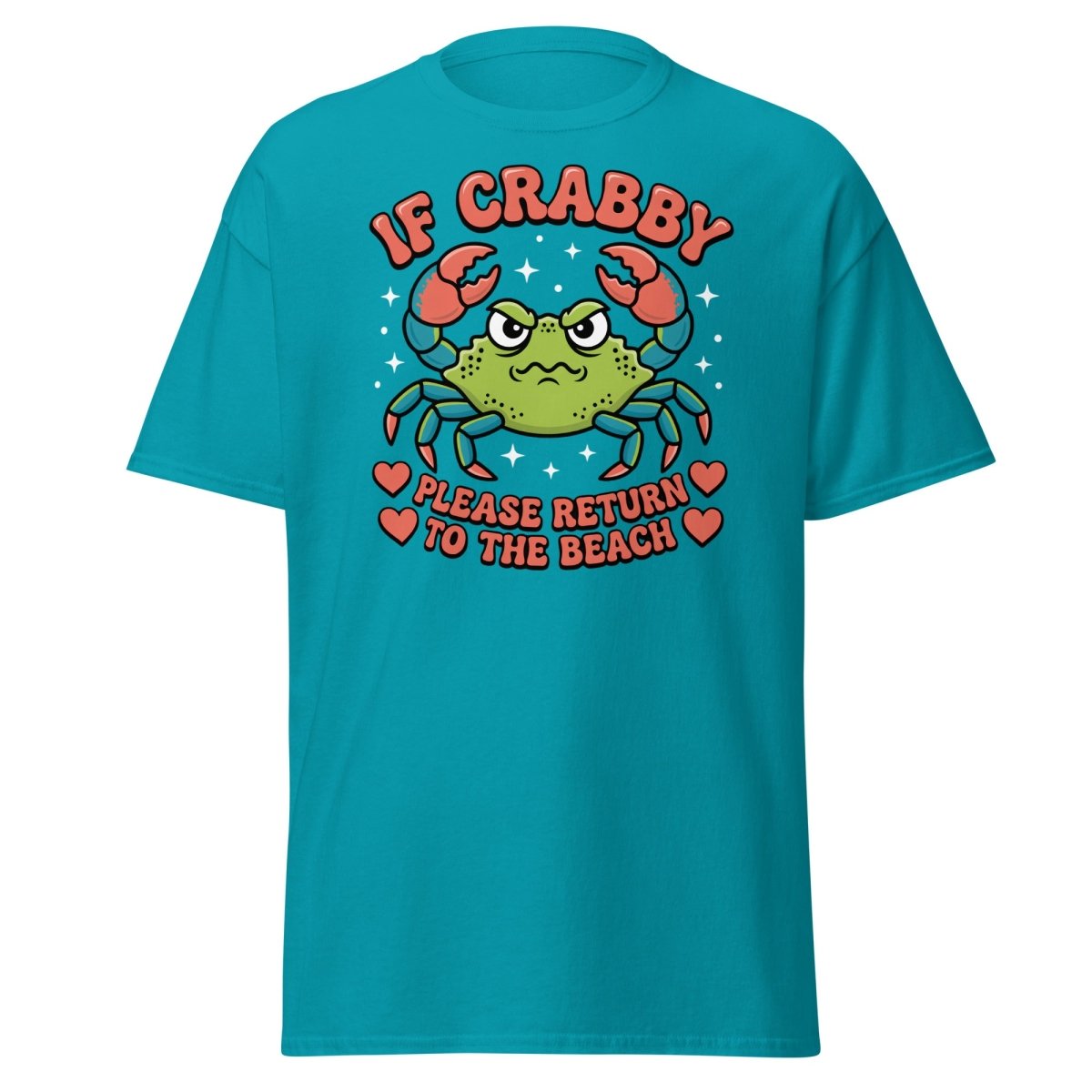 If Crabby Please Return to the Beach Funny Crab Tee - Tropical Blue - TeeRipple