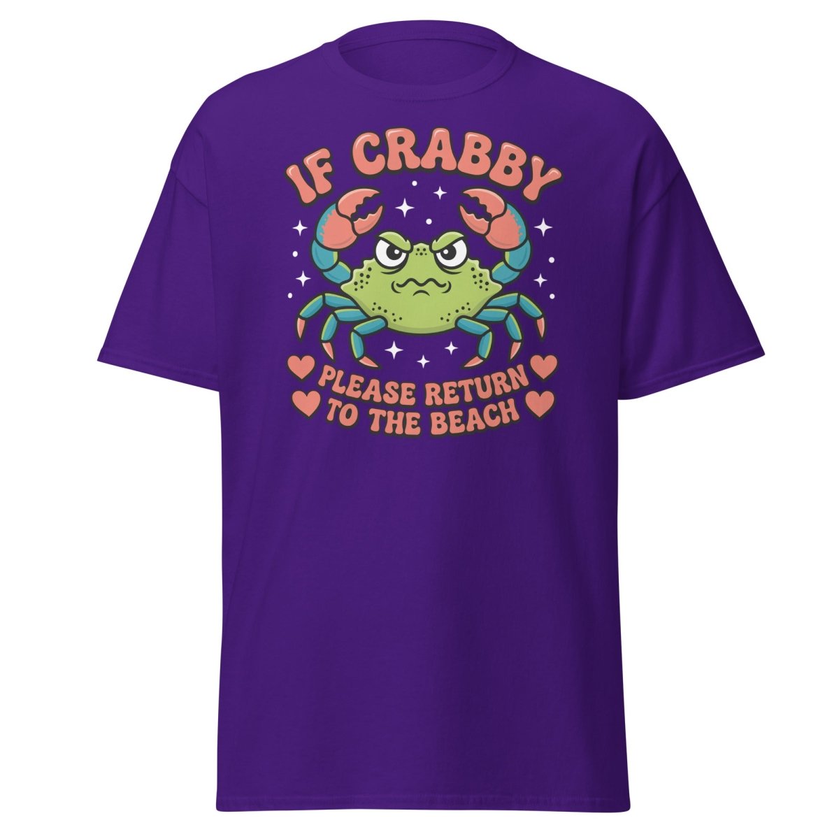 If Crabby Please Return to the Beach Funny Crab Tee - Purple - TeeRipple