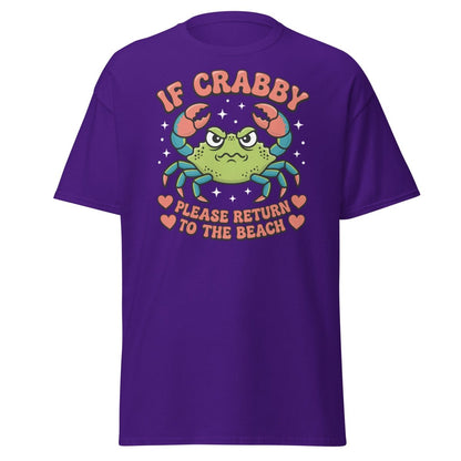 If Crabby Please Return to the Beach Funny Crab Tee - Purple - TeeRipple