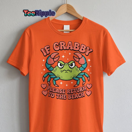 If Crabby Please Return to the Beach Funny Crab Tee - Maroon - TeeRipple