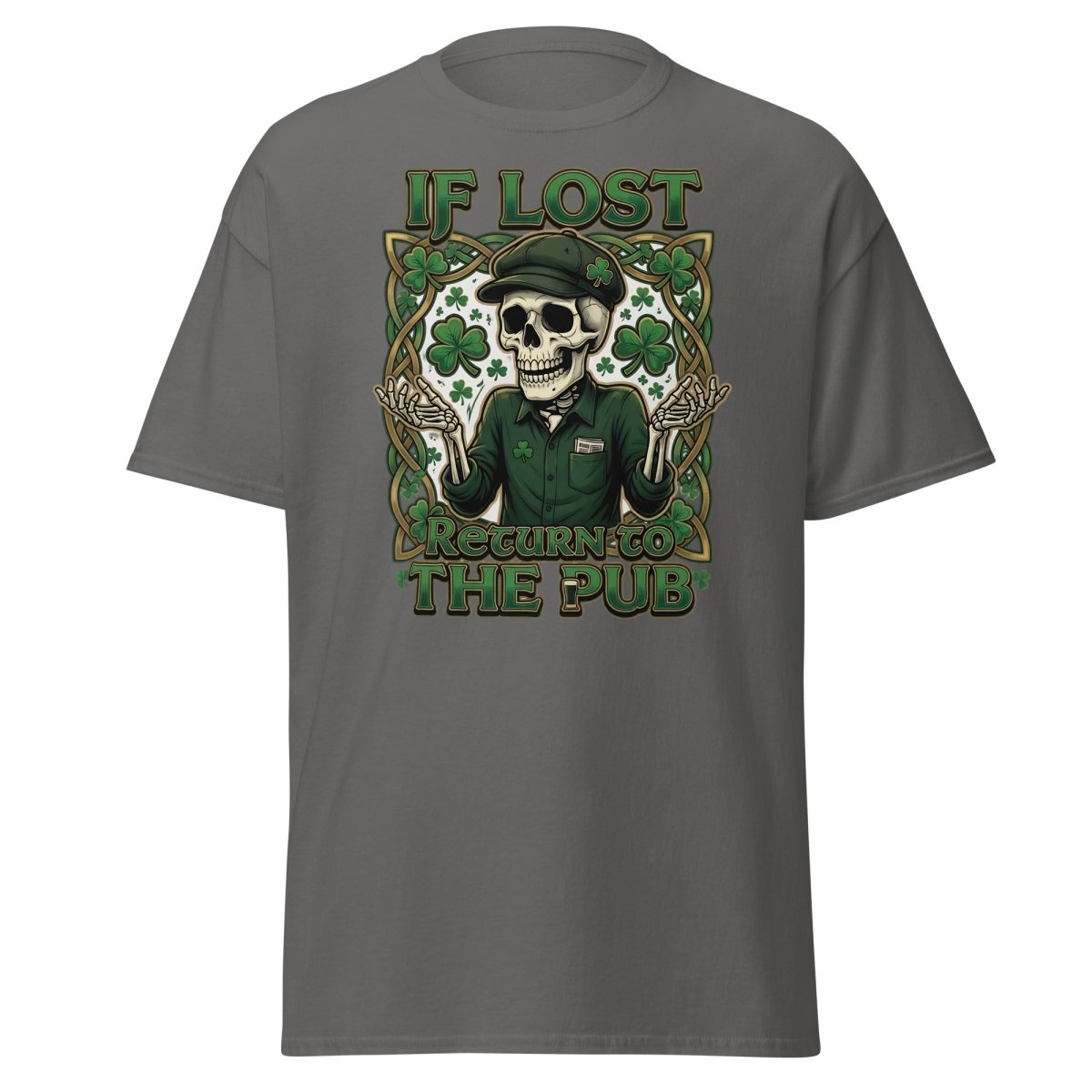 If Lost Return to the Pub Skeleton T-Shirt - Charcoal - TeeRipple