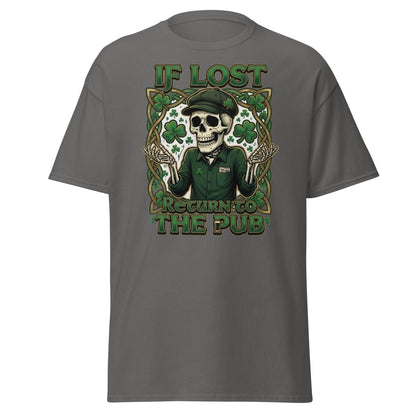If Lost Return to the Pub Skeleton T-Shirt - Charcoal - TeeRipple
