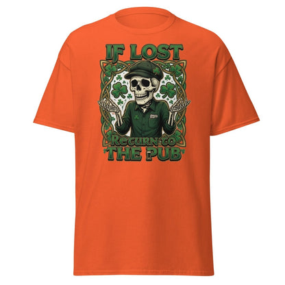 If Lost Return to the Pub Skeleton T-Shirt - Orange - TeeRipple