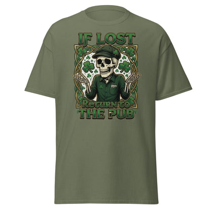 If Lost Return to the Pub Skeleton T-Shirt - Military Green - TeeRipple