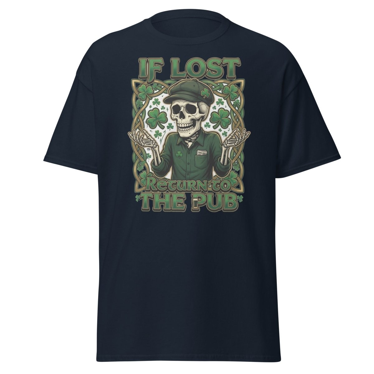 If Lost Return to the Pub Skeleton T-Shirt - Navy - TeeRipple