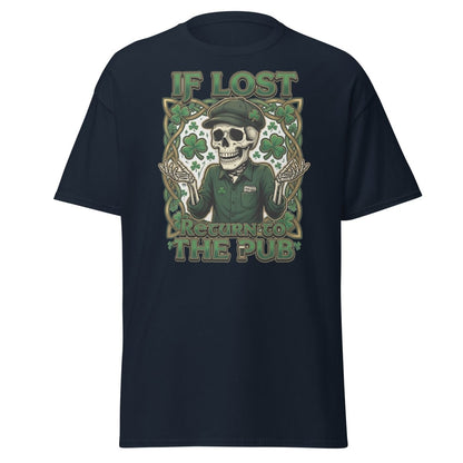 If Lost Return to the Pub Skeleton T-Shirt - Navy - TeeRipple