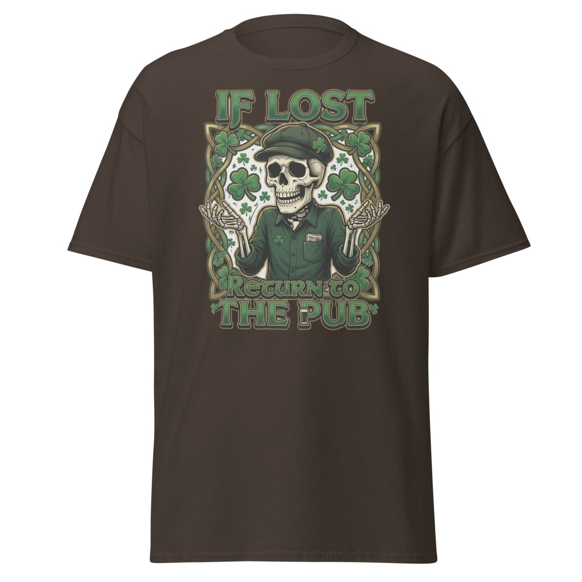 If Lost Return to the Pub Skeleton T-Shirt - Dark Chocolate - TeeRipple