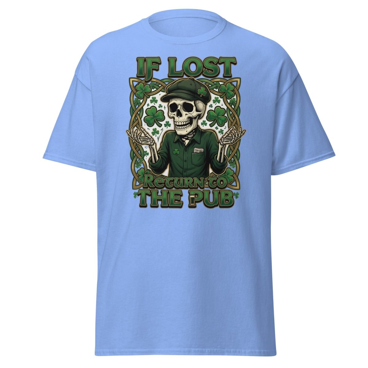 If Lost Return to the Pub Skeleton T-Shirt - Carolina Blue - TeeRipple
