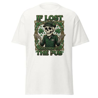 If Lost Return to the Pub Skeleton T-Shirt - White - TeeRipple