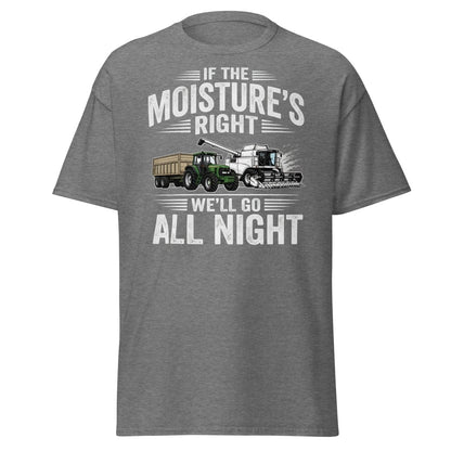 If The Moisture’s Right We’ll Go All Night Farmer Tee - Graphite Heather - TeeRipple