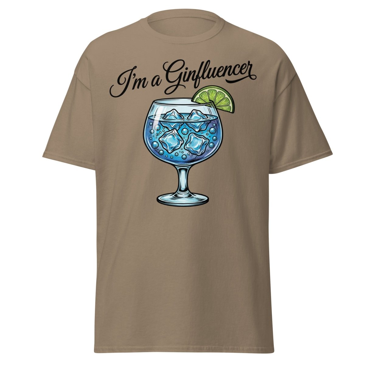 I'm a Ginfluencer T-Shirt - Funny Gin Cocktail Pun Tee - Brown Savana - TeeRipple