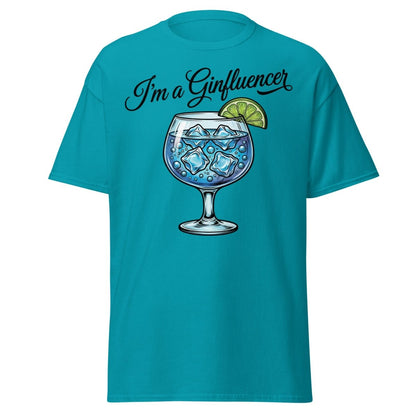 I'm a Ginfluencer T-Shirt - Funny Gin Cocktail Pun Tee - Tropical Blue - TeeRipple