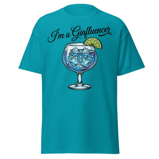 I'm a Ginfluencer T-Shirt - Funny Gin Cocktail Pun Tee - Tropical Blue - TeeRipple