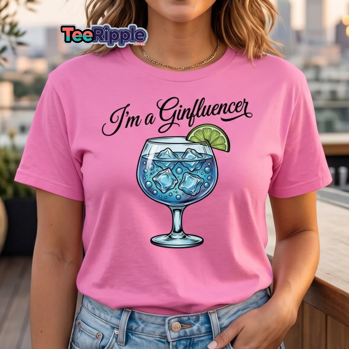 I'm a Ginfluencer T-Shirt - Funny Gin Cocktail Pun Tee - Dark Heather - TeeRipple