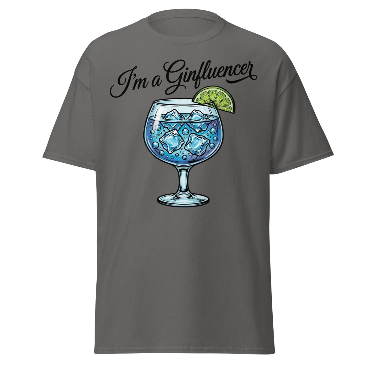 I'm a Ginfluencer T-Shirt - Funny Gin Cocktail Pun Tee - Charcoal - TeeRipple