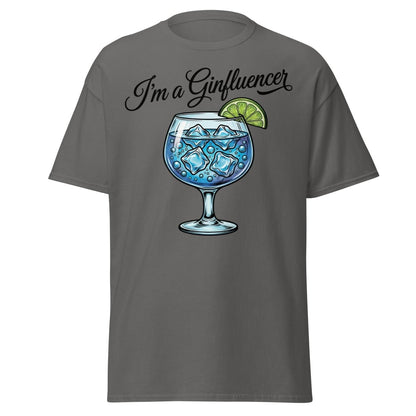 I'm a Ginfluencer T-Shirt - Funny Gin Cocktail Pun Tee - Charcoal - TeeRipple