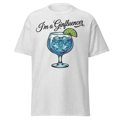 I'm a Ginfluencer T-Shirt - Funny Gin Cocktail Pun Tee - Ash - TeeRipple