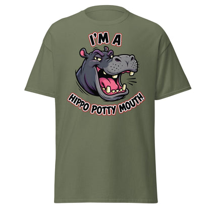 I'm a Hippo Potty Mouth Funny T-Shirt - Military Green - TeeRipple
