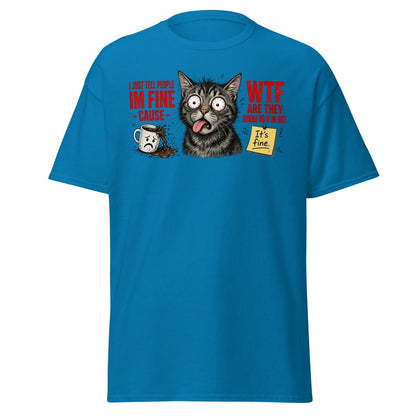 Im Fine WTF Stressed Cat Graphic Tee - Sapphire - TeeRipple