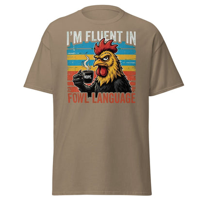 I'm Fluent in Fowl Language Rooster T-Shirt - Brown Savana - TeeRipple