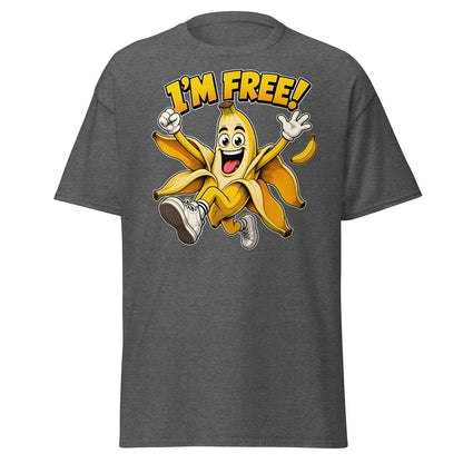 I’m Free Banana T-Shirt – Funny Comic Cartoon Graphic Tee - Dark Heather - TeeRipple