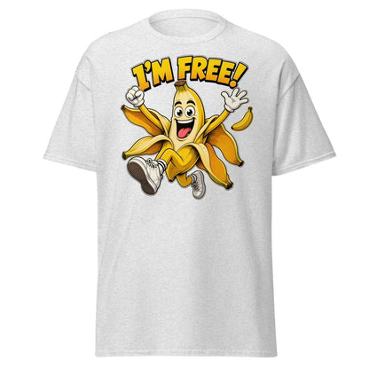 I’m Free Banana T-Shirt – Funny Comic Cartoon Graphic Tee - Ash - TeeRipple