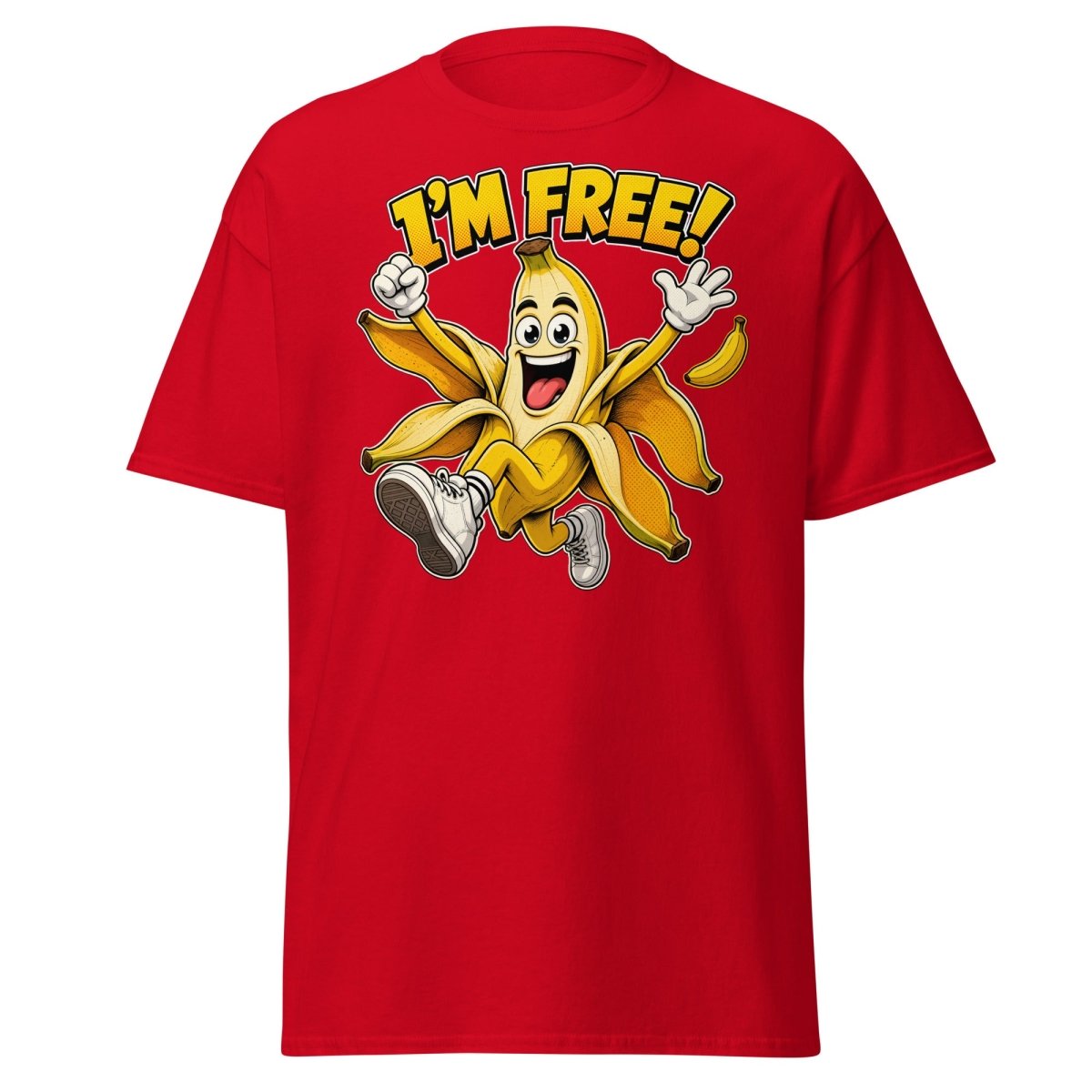 I’m Free Banana T-Shirt – Funny Comic Cartoon Graphic Tee - Red - TeeRipple