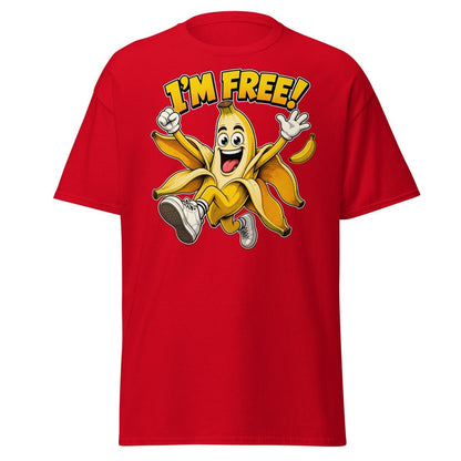 I’m Free Banana T-Shirt – Funny Comic Cartoon Graphic Tee - Red - TeeRipple