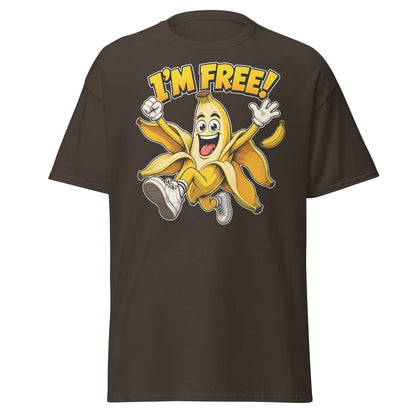 I’m Free Banana T-Shirt – Funny Comic Cartoon Graphic Tee - Dark Chocolate - TeeRipple