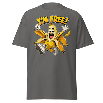 I’m Free Banana T-Shirt – Funny Comic Cartoon Graphic Tee - Charcoal - TeeRipple