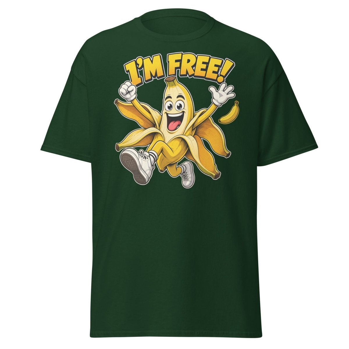 I’m Free Banana T-Shirt – Funny Comic Cartoon Graphic Tee - Forest Green - TeeRipple