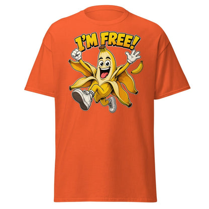 I’m Free Banana T-Shirt – Funny Comic Cartoon Graphic Tee - Orange - TeeRipple
