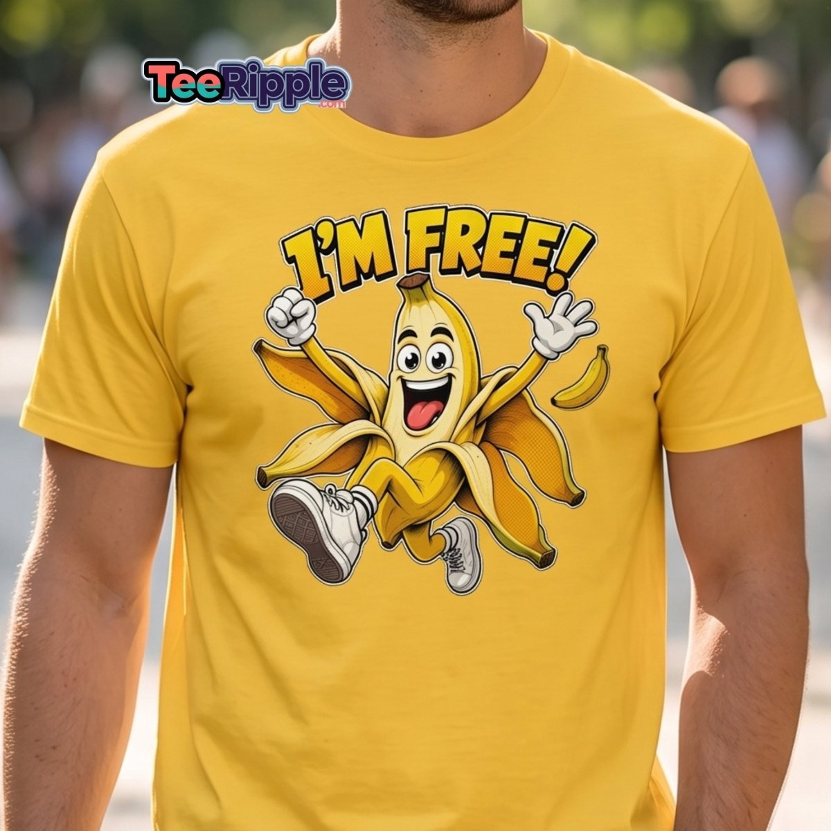 I’m Free Banana T-Shirt – Funny Comic Cartoon Graphic Tee - Maroon - TeeRipple