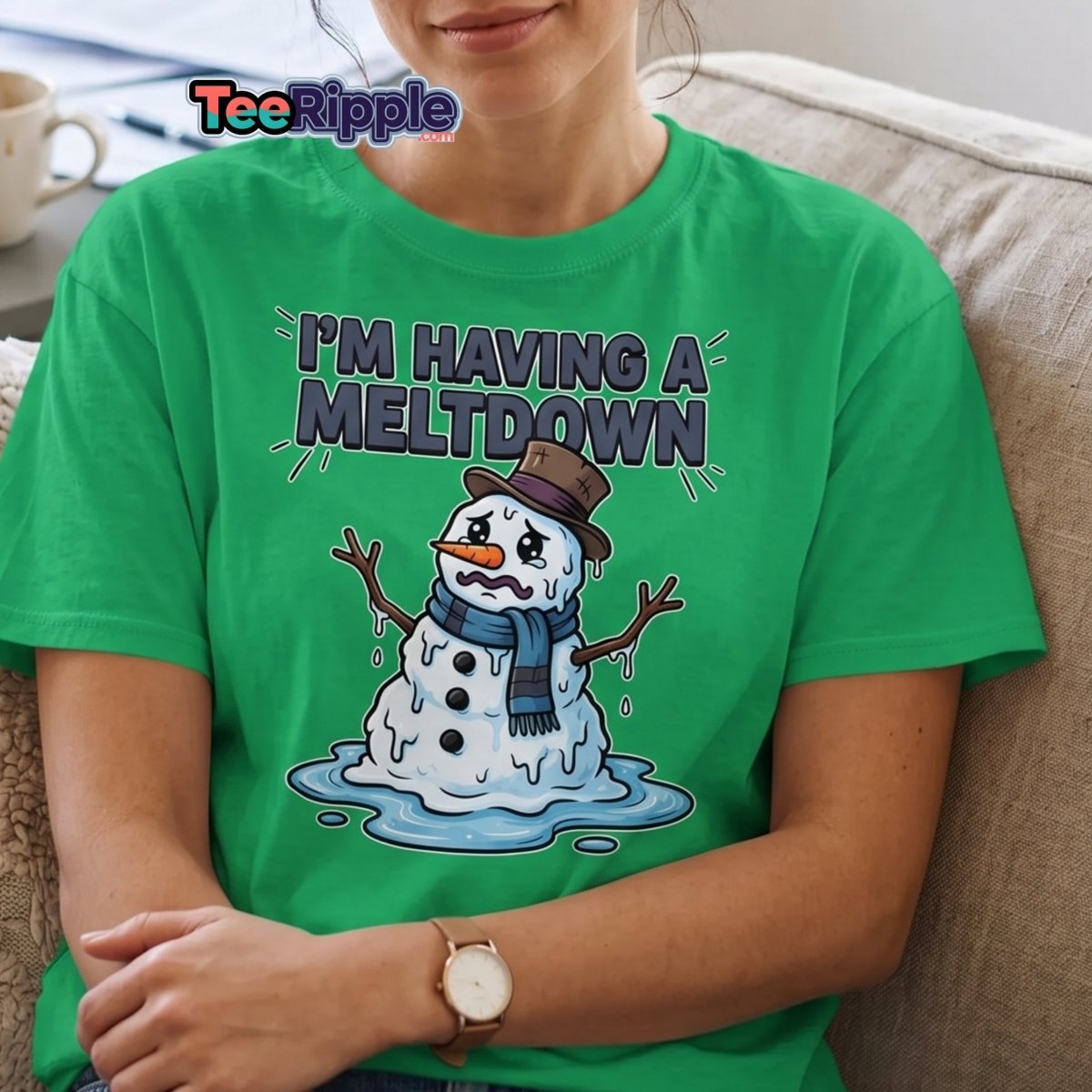 I'm Having a Meltdown Snowman T-Shirt - Funny Winter Tee - Maroon - TeeRipple
