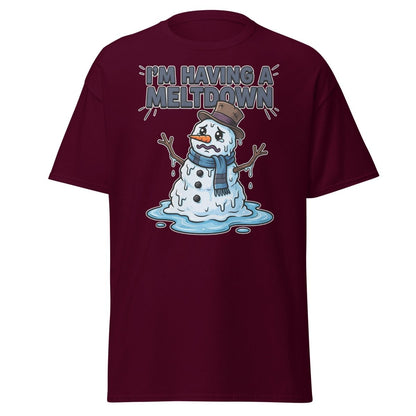 I'm Having a Meltdown Snowman T-Shirt - Funny Winter Tee - Maroon - TeeRipple