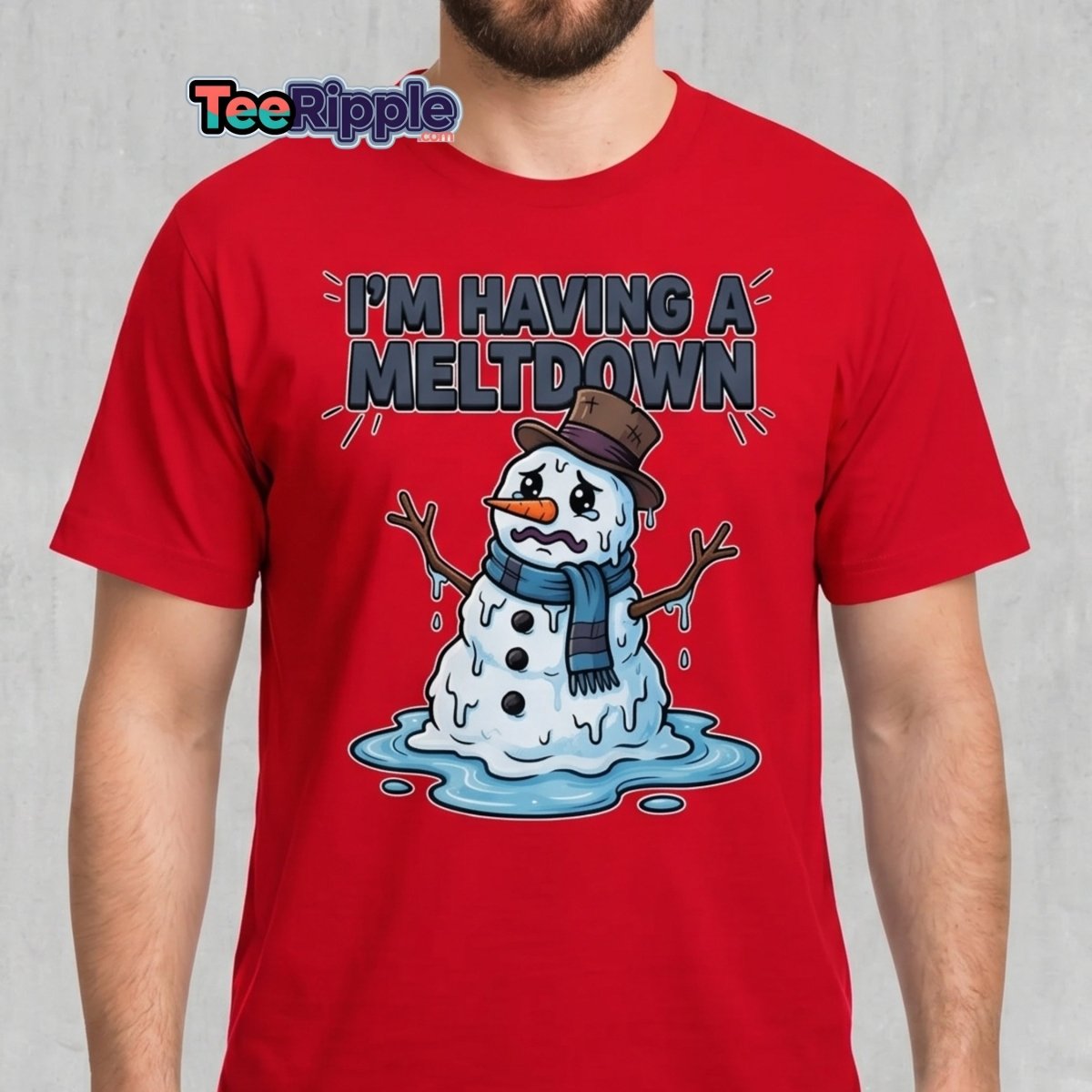 I'm Having a Meltdown Snowman T-Shirt - Funny Winter Tee - Maroon - TeeRipple