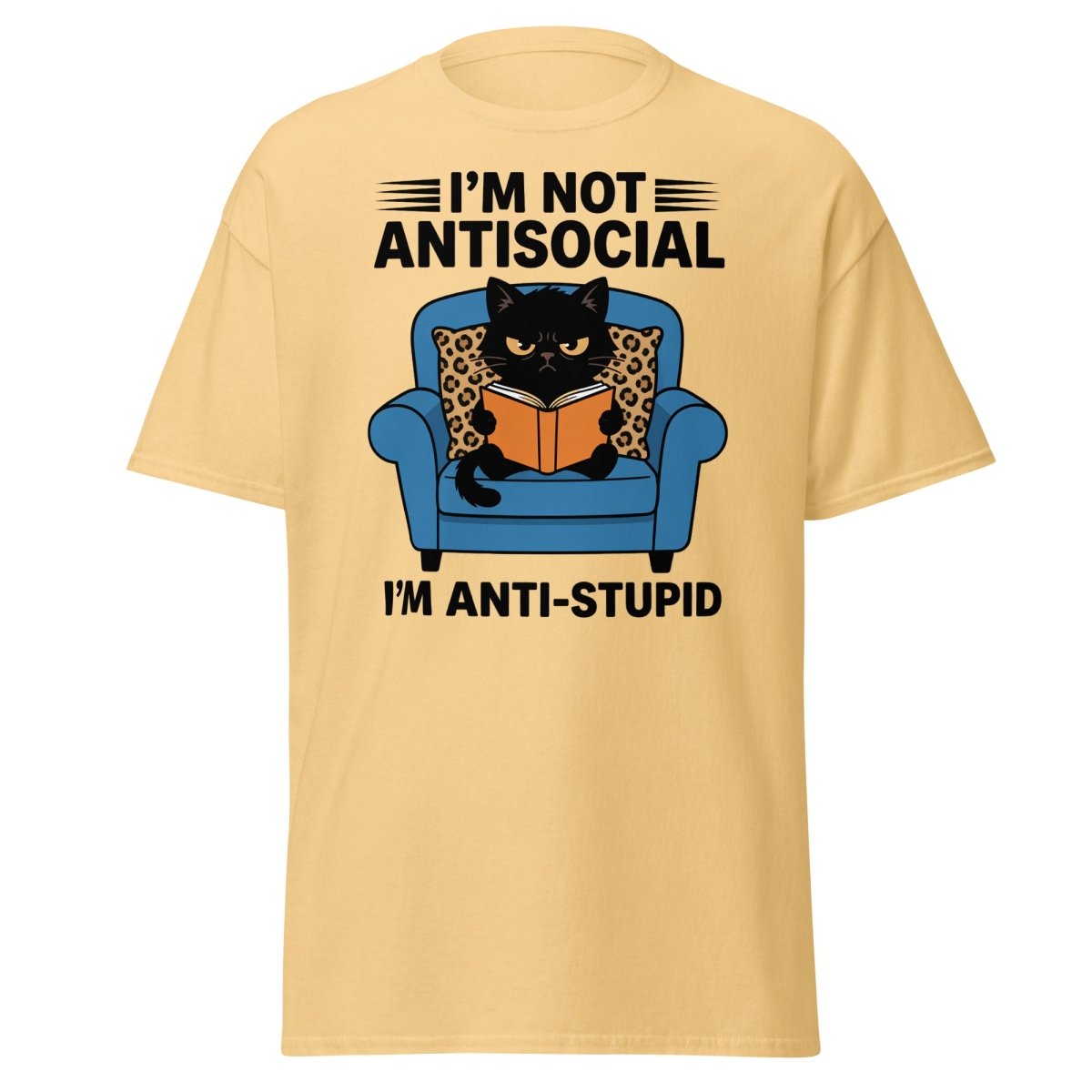 I'm Not Antisocial I'm Anti-Stupid Cat T-Shirt - Yellow Haze - TeeRipple