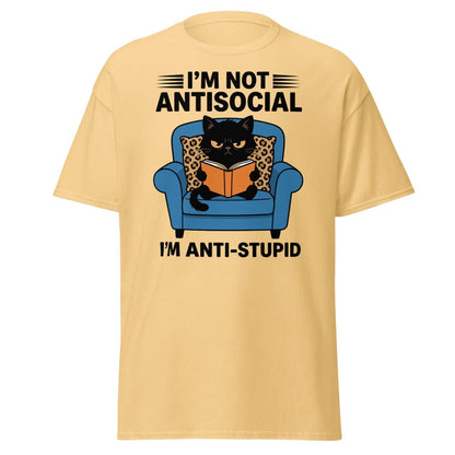 I'm Not Antisocial I'm Anti-Stupid Cat T-Shirt - Yellow Haze - TeeRipple