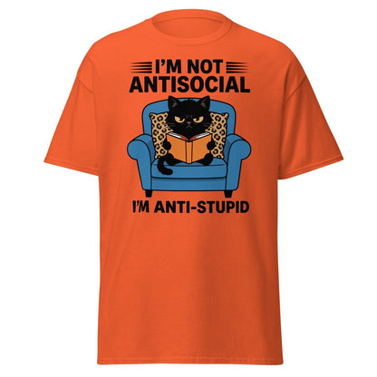 I'm Not Antisocial I'm Anti-Stupid Cat T-Shirt - Orange - TeeRipple