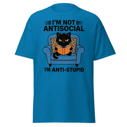 I'm Not Antisocial I'm Anti-Stupid Cat T-Shirt - Sapphire - TeeRipple
