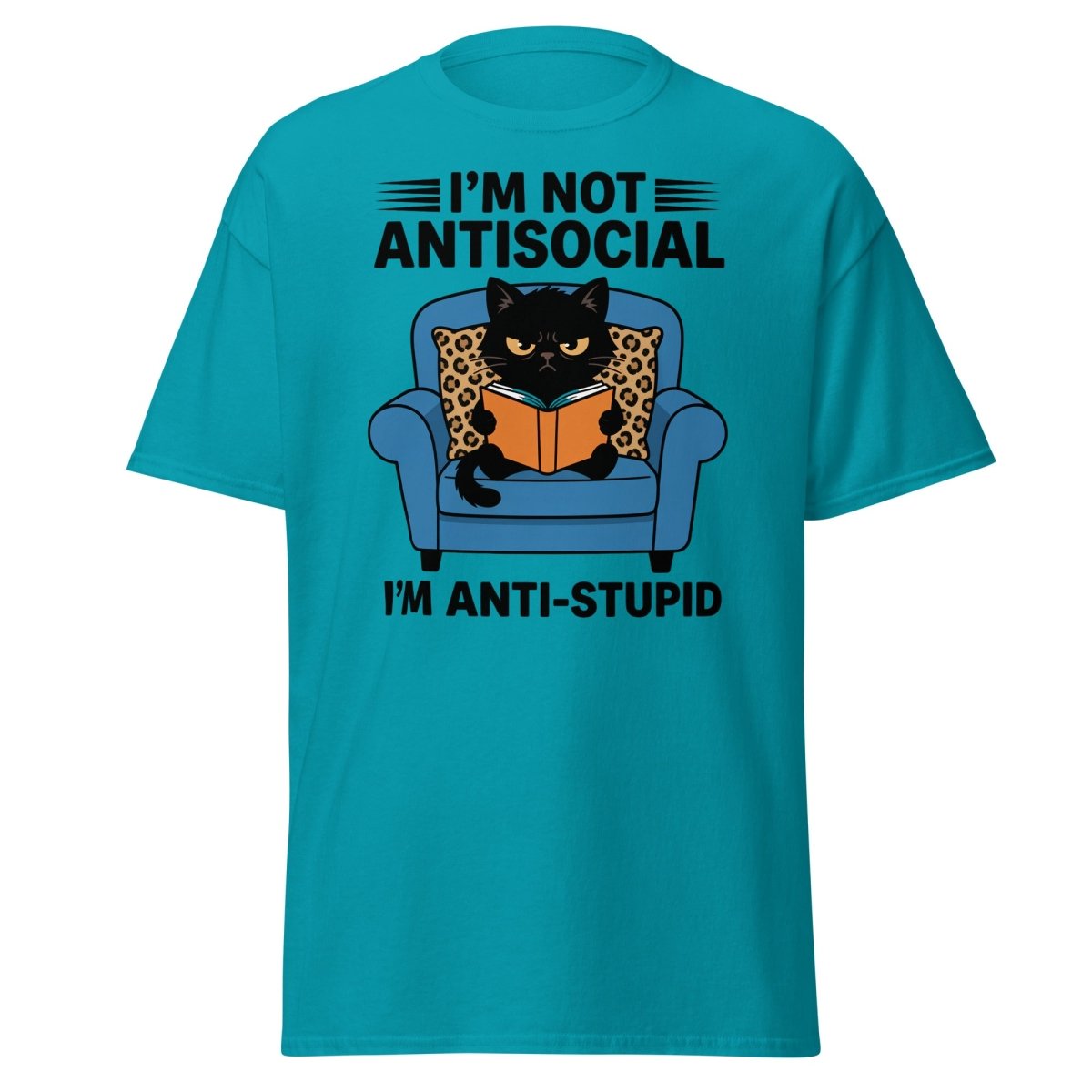 I'm Not Antisocial I'm Anti-Stupid Cat T-Shirt - Tropical Blue - TeeRipple