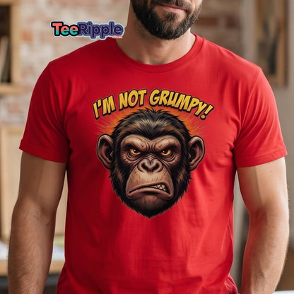 I'm Not Grumpy Monkey T-Shirt | Funny Chimp Tee - Maroon - TeeRipple