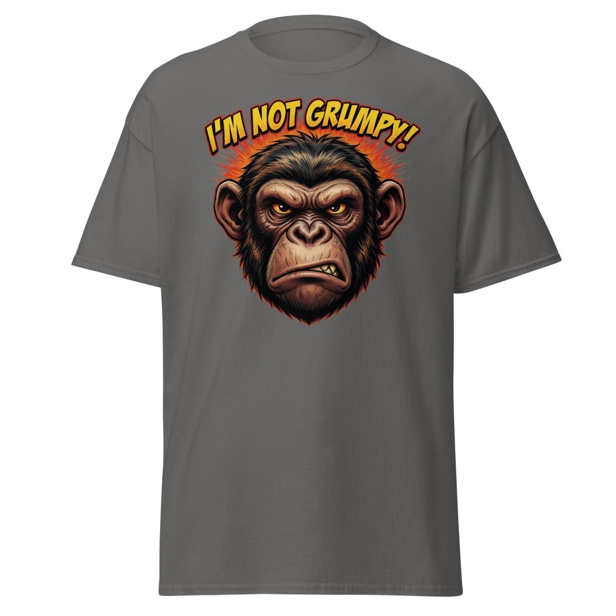 I'm Not Grumpy Monkey T-Shirt | Funny Chimp Tee - Charcoal - TeeRipple